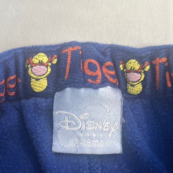 Disney - Blue Velour Joggers Elastic Cuffs Sweatpants w/ Tigger design - Picture 2 of 5